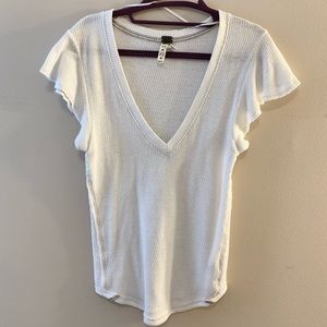 We the Free Deep V Neck Flutter Sleeves